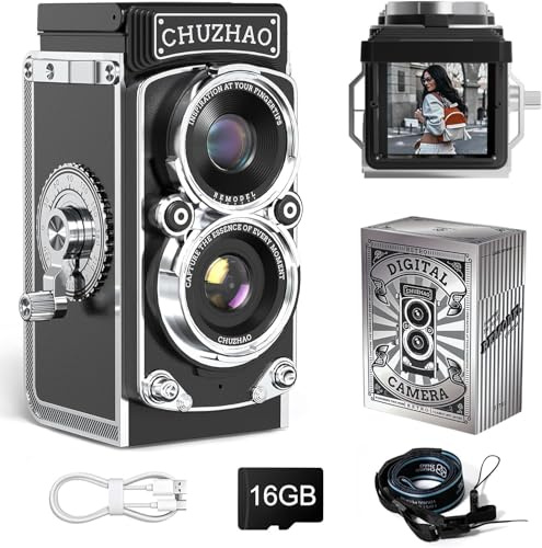 Bacxzomx Appareil Photo Numérique Vintage, 1080P 12 MP Mini Appareil Photo Rétro Vintage avec Carte 16GB, pour Enfants Ados Débutants