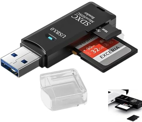 USB 3.0 Card Reader, SD Card Reader High-speed Micro SD Reader Memory Adapter, Supports TF/SDHC/SDXC/MMC, Fast Data Transfer Up to 5Gbps, Compatible with Windows, Mac OS, Chromebook, and More