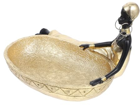 OSALADI Bandeja de Joyería Vintage Africana de Resina Sintética Soporte para Anillos y Pendientes Plato Decorativo para Oficina y Tocador Organizador Práctico para Joyas 1 Pieza