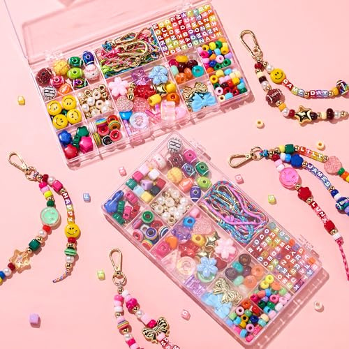 HolidayQbee Schlüsselanhänger Selber Machen Set – Sport Perlen zum Auffädeln für Bag Charms, Kit mit Basketball, Buchstabenperlen, Buntes Schmuck Bastelset für Kinder & Erwachsene