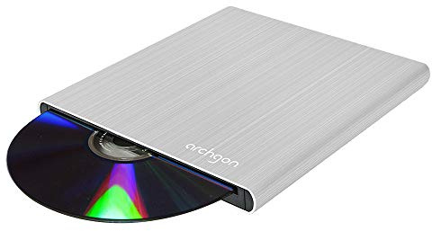 Archgon, Externer DVD Brenner Player G, PC, Mac, USB 3.0 USB-C, M-Disk, Slot Load Disc Drive, Alu, Silber