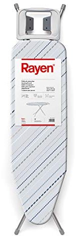 Rayen - Mesa de Planchar, Color Gris/Azul, diseño Rayas, 113 x 34 cm