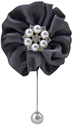 Cheerlife Damen Herren Ansteckblume Handgefertigt Blume mit Perlen Brosche Hochzeit Party Blume Boutonniere Reversnadel für Anzug Grau