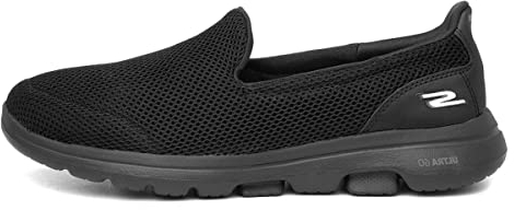 Skechers Women's GO Walk 5 Slip On Trainers, Black Textile Trim, 7 UK Wide