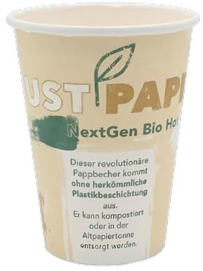 PLA Kaffeebecher braun | 50 Stück Pappbecher 200 ml 8 oz | kompostierbar und biologisch abbaubare Einweg Trinkbecher | Coffee to Go Becher aus Karton | Einweg Geschirr für Kalt und Heißgetränk