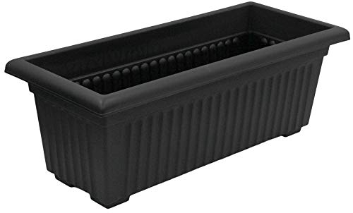 Thumbsup Large 70cm Planter Plastic Trough Sleek Black Raised Plant Pot Planter Herb Trough Plants Flower Bed – Ideal for Small Bushes