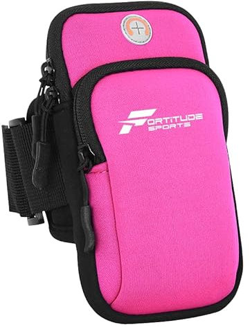 Fortitude Sports Arm Phone Holder For Running | Waterproof Phone Pouch For Jogging, Cycling, Gym | Armband Phone Holder for iPhone, Samsung Galaxy, Huawei Mobile Phones (Pink)