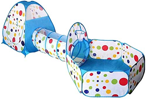 Tianbi Kinder-Spielzelt zum Krabbeln mit Tunnel und Bällebad Set, 3-in-1 -Up-Spielzelt, Kinder-Spielhaus-Zelt, faltbarer Spielplatz Jungen, Mädchen, Babys