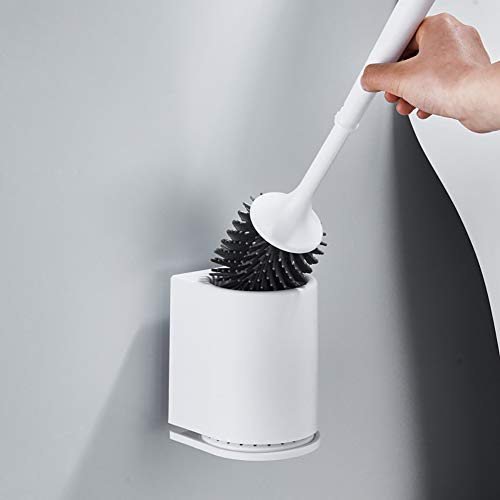 JKMQA Scopino per WC,Spazzolone del Water in Silicone,Spazzola da Toilette ad Asciugatura Rapida,con Portascopino in Plastica,Set Scovolino per Bagno