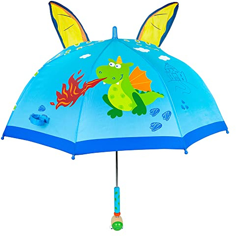 GREEN RHINO Regenschirm für Kinder, Mädchen und Jungen; Toller Stockschirm mit Buntem Motivin 3D