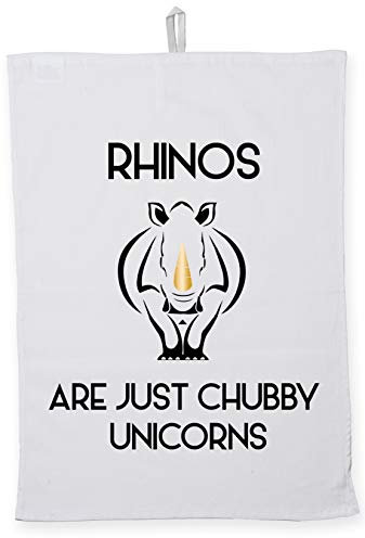 Hippowarehouse Rhinos are just Chubby Unicorns Tea Towel Eco Printed Dish Cloth Kitchen accessory 50cmx70cm 100% Cotton