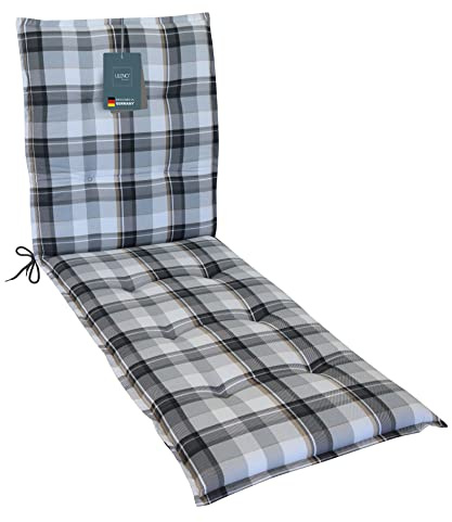 LILENO HOME Sonnenliege Auflage als [1er Set - Rollliege] in Karo Grau | Gartenliegen Auflage perfekt für Strandliege - Polster Auflage für Gartenliege (188x60x5cm)