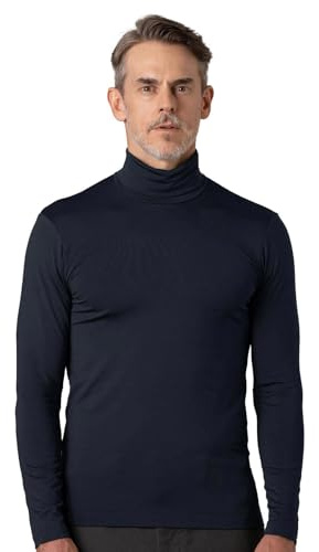 LAPASA Herr Rullekrage Termo-undertröja, Inne-Fleece Termounderkläder Långärmad Termo Skjorta Funktionsunderkläder Överdel (M122), Navy (Varm), XL