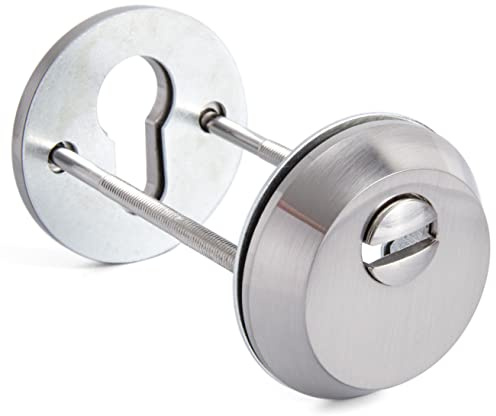 APECS - Rosace de protection pour porte d'entrée - Pour portes extérieures et intérieures - Rosace à clé pour cylindre profilé PZ - Avec protection anti-traction - Ronde - Nickel - 1 paire