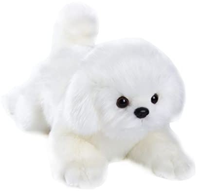 CU-MATE 12 Plush Maltese Dog Toys, Simulation-Realistic & Lifelike Soft Stuffed Animal Dog, Handmade Lying Stuffed Dog Toys, Present Gift for Boys and Girls