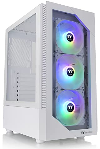 Thermaltake View 200 TG Snow ARGB Motherboard Sync ATX Tempered Glass Mid Tower Computer Case with 3x120mm Front ARGB Fan, CA-1X3-00M6WN-00
