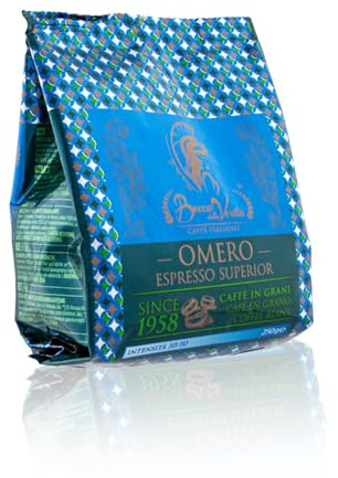 BOCCA DELLA VERITA Caffe in Grani Italiano Arabica e Robusta Idea Regalo Aroma OMERO Espresso Superiore Caffè in Grani Sacco da 250 g Tostato Naturalmente e Artigianalmente Rainforest e UTZ