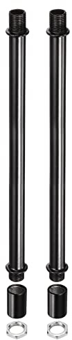 sourcing map Threaded Extension Rod Kit, M10x1mm Thread 200mm Long Coupling Nut Round Sleeve Connector with Threaded Pipe Hex Nut, Black 2 Set