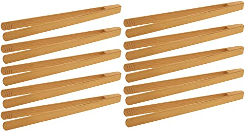 teemando® 10 X Grillzange aus edlem Kirsch-Holz, 30 cm, für Bratwurst, Steaks & Gemüse