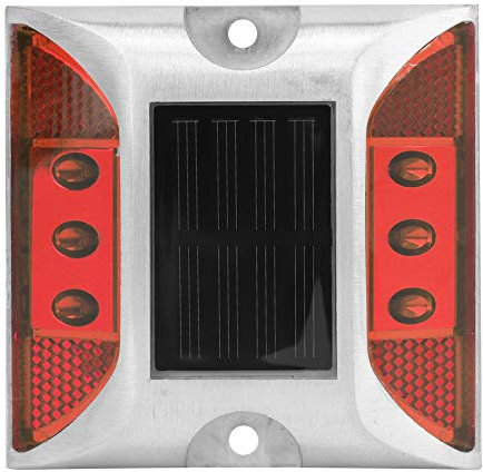 Tiiyee Ground Lights,led Solar Power Ground Marker Road Reflector Waterproof Outdoor Driveway Road Highway Spike Automatic Lamp Warning Step Long Viewing Distance for Dock Sidewalk Garde (red)