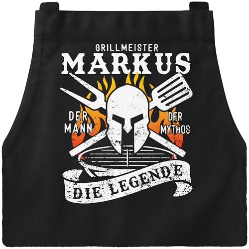 MoonWorks SpecialMe® Grillschürze Grillmeister Wunschname Spruch der Mann der Mythos die Legende Sparta- helm