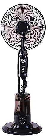 Ventilador de nebulización de pie oscilante con tanque de agua, ventilador de pedestal de enfriamiento silencioso, humidificador de iones negativos, control remoto, función de sincronización, clasific