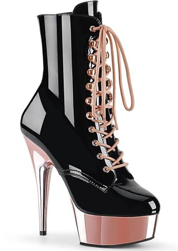 PROMI High Heels 15cm Lace Up Pole Dance Stiefel-black||41