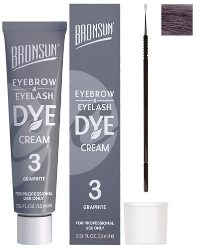 Bronsun Augenbrauenfarbe und Wimpernfarbe mit Keratin, Eyebrow & Eyelash Dye Cream - 3 Graphite (grau), 15 ml (für bis zu 40 Anwendungen)