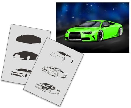 AS-251 Sportwagen Step by Step Airbrushschablone Größe S