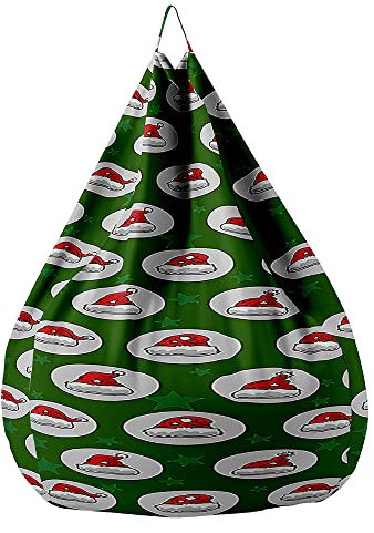 Highdi Sitzsack für Erwachsene Ohne Füllung Indoor Outdoor Sitzkissen Waschbarer Weicher Flauschiger Sofabettbezug Gartenkissen Bodenkissen für Wohnzimmer (90x110cm,Weihnachtsmütze)