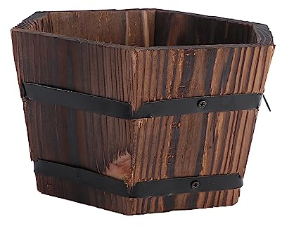 Supvox Praktischer Pflanzkübel im Vintage Design aus Karbonisiertem Material mit Griffen für Sukkulenten und Blumen Balkon und Terrasse