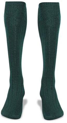 Scottish Highland Kilt Hose para hombre, calcetines acanalados para tallas de zapatos de Estados Unidos, mezcla de lana, Verde, Large