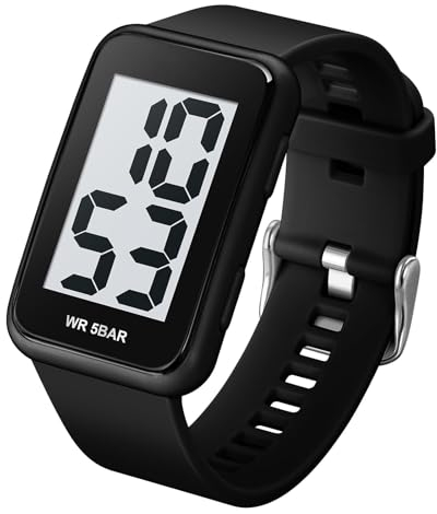 Reloj digital cuadrado para hombre Forrader con números grandes, esfera de gran tamaño, impermeable, LED, relojes deportivos con alarma, fecha, cronómetro, unisex, relojes electrónicos de pulsera para