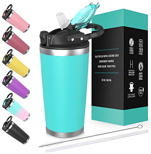 willceal Travel Mug with Lid and Straw 20oz, Vacuum Insulated Coffee Tumbler Cup,Stainless Steel Tumbler, Double Wall Travel Coffee Mug with Splash Proof Lid, Keep Coffee Tea Hot Cold (Teal)