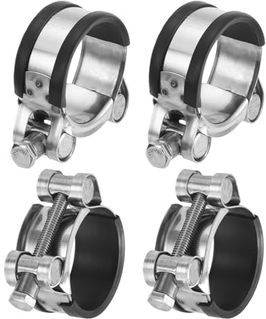 sourcing map T-Bolt Hose Clamp, 4Pcs 36-39mm Adjustable Stainless Steel Rubber Cushioned Intake Intercooler Pipe Clamps Hose Clip for Industrial