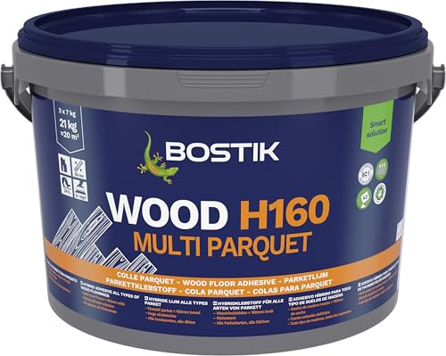 BOSTIK WOOD H160 MULTI PARQUET Beige - Bote 21 kg (3 uds de 7 kg) | Adhesivo Híbrido para la Colocación de Pavimentos de Madera Maciza y Multicapa - Suelos Radiantes - Tráfico en 24 h