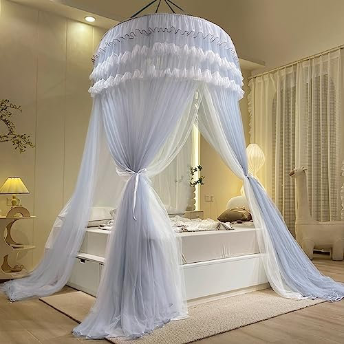 Walkervo Moskitonetz Bett Baldachin Pop Up Moskitonetz Baldachin Doppelbett Einzelbett Betthimmel Babybett Hausbett Moskiton Babybett Himmel Schlafzimmer Dekoration Für Reise Und Zuhause,Gray Blue