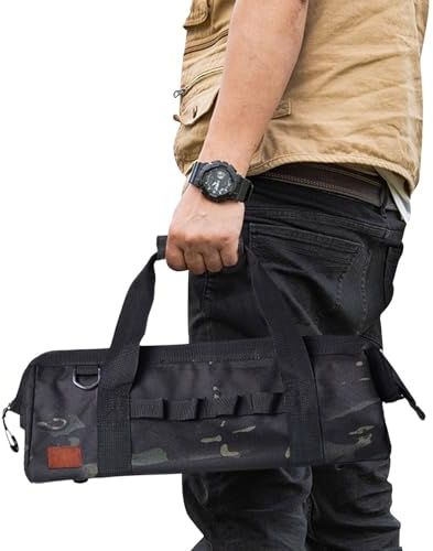 Camping Tent Stake Bag, Heavy Duty 1050D Nylon Oxford Camping Storage Tool Bag, Portable Tool Pouch Widened Handle for Hammers, Stakes, Ground Pegs