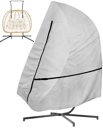 Hängesessel Abdeckung Wasserdicht Schwerlast 600D Oxford Gewebe Hängestuhl Schutzhülle Winterfest Winddicht UV Beständiges Abdeckung für Hängekorb Hängeschaukel Schwingsessel, Grau, 232x203cm