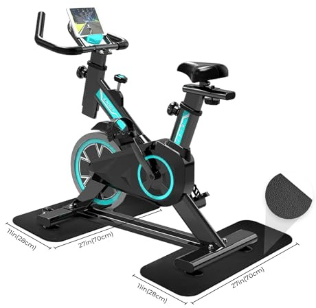 Bibykivn Tapis Home Trainer, 6mm PVC Tapis de Protection de équipement de Fitness, pour Tapis de Course/Tapis de Marche/Banc de Musculation/Vélo d'exercice, tapis de protection robuste (28*70cm 2pcs)