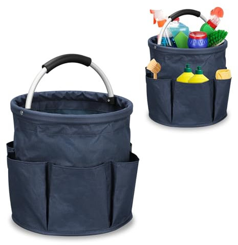 TOWEBOORY Cesto per la Conservazione dei Prodotti per la Pulizia, 17L Borsa Portaoggetti Pieghevole con 6 Tasche Borsa da Giardino in Tessuto Oxford per Casa, Shopping, Picnic
