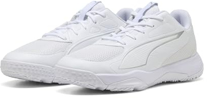 PUMA Accelerate JR 4 Scarpe da Pallamano, Bianco e Argento, Misura 45, Puma White Puma Silver, 34 EU