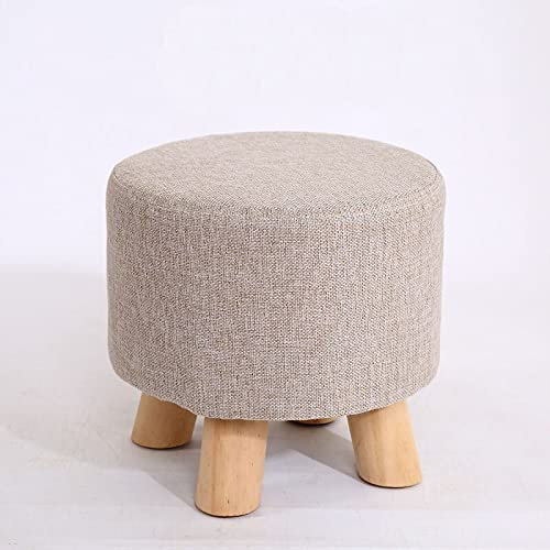 Fußhocker, 28 x 28 cm, runder Hocker aus Holz im Landhausstil, waschbar, für Schlafzimmer, Schminkstuhl, Wohnmöbel, Fußhocker, Esszimmer-/Strandhocker, Ottomane, Fußstütze, Fußhocker (Farbe: D) (A)