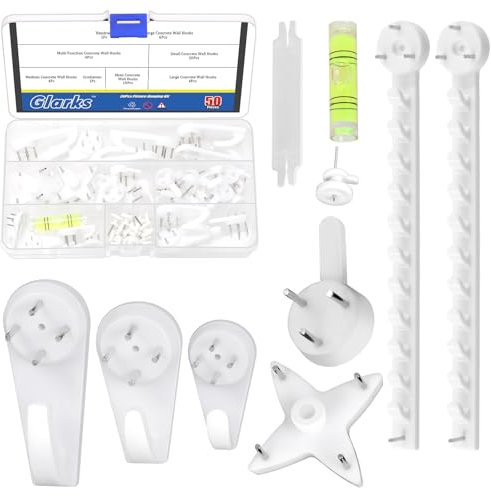 Glarks Kit de 52 ganchos de pared de hormigón, ganchos de tornillo de pared invisibles, ganchos de pared invisibles para uñas, ganchos de pared invisibles, ganchos de pared invisibles, ganchos de uñas