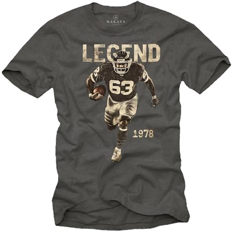 MAKAYA Herr T-shirt - Mücke 63 Amerikansk Fotboll Tröja Vintage Retro Bulldozer Motiv Grå M