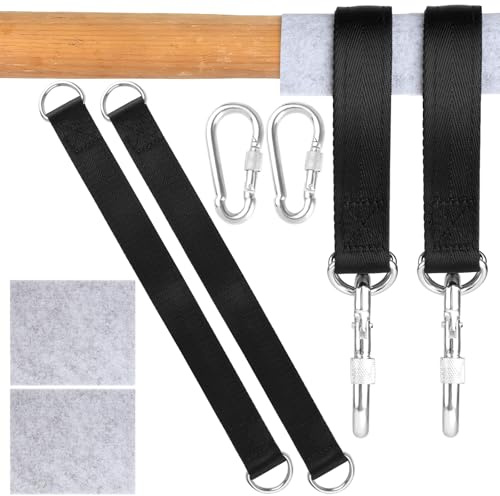 AILUYA 2 Stück Hängematten Befestigung, 30cm Schaukel Befestigung, Schaukel Aufhängung, Nylon Hanging Gurt mit 2 Karabinern, 2 Schutzmatte und 1 Aufbewahrungstasche für Schaukeln, Hängesessel