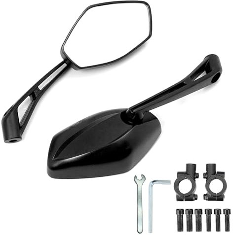 Maoyubelt Rétroviseur de moto homologué E, certifié E9, avec filetage à droite M8 M10, filetage à gauche, rétroviseur de moto avec supports de montage de 22 mm, compatible avec scooter, ATV, MT07,