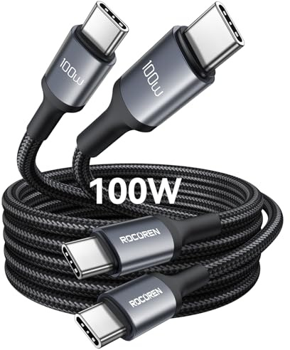 Rocoren USB C Kabel 100W [ 2Stück 2M+2M ] PD3.0 Schnellladekabel USB C auf USB C, Nylon Geflochten Ladekabel für Handy iPhone 16 15 Pro Max Galaxy S25 S24 S23 Ultra Pixel iPad MacBook Pro Air