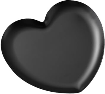 FSSTUD Metal Heart Shaped Tray Small Stainless Steel Spoon Rest Jewelry Display Plate Kitchen Cooking Spoon Holder Decorative Trinket Tray Cute Utensil Rest for Home Black