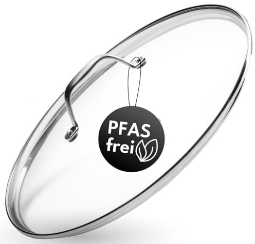 Onyx Cookware Coperchio in vetro, 24 cm, adatto per padelle e pentole, resistente al calore fino a 250 °C, con valvola a vapore integrata, lavabile in lavastoviglie, vetro temperato di alta